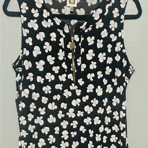 Anne Klein Black and White Polo Tank Top